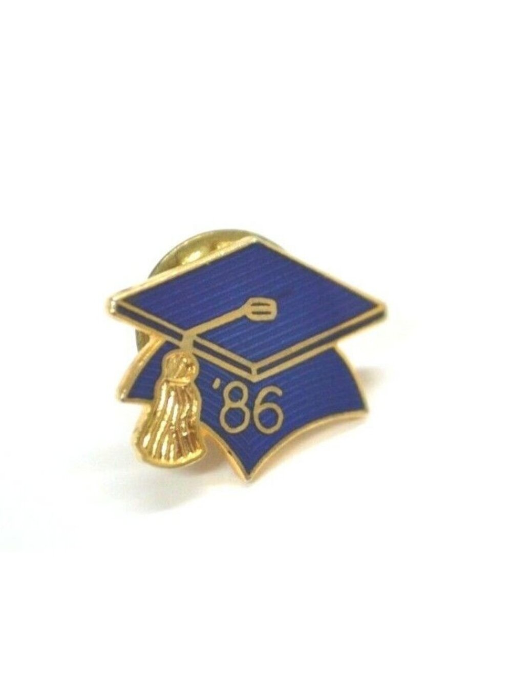 1986 Graduate Cap Pin Gold Tone Blue Class of Enamel Lapel Hat Bag Gear